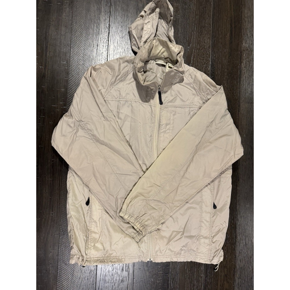 LL Bean Lightweight Nylon Full Zip Jacket Mens Large Tall Tan Khaki Outdoor